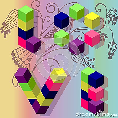 Love letters cubes colorful vector illustration eps10 Vector Illustration