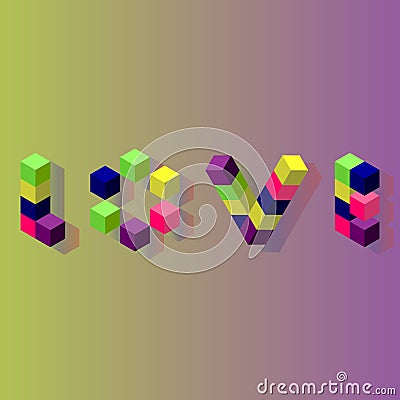 Love letters cubes colorful vector illustration eps10 Vector Illustration