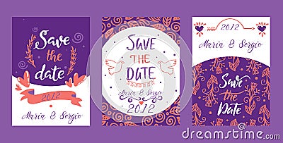 Love lettring Sav e the Date vector lovely calligraphy lovable sign sketch iloveyou on Valentines day beloved card Vector Illustration