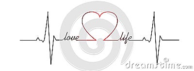 Love life heart beat Vector Illustration