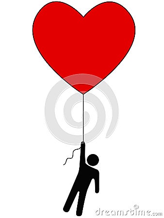 Love Lift Us Up Heart Balloon Person Symbol Vector Illustration