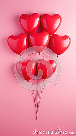 Love Lifted: A Single Heart-Shaped Balloon Held Aloft Against a Pink Canvas. Generative AI Stock Photo