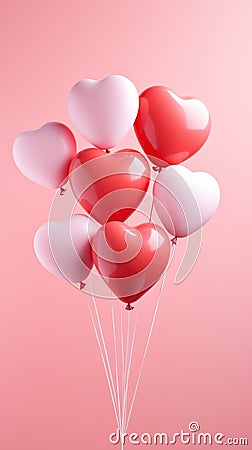 Love Lifted: A Single Heart-Shaped Balloon Held Aloft Against a Pink Canvas. Generative AI Stock Photo