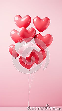 Love Lifted: A Single Heart-Shaped Balloon Held Aloft Against a Pink Canvas. Generative AI Stock Photo