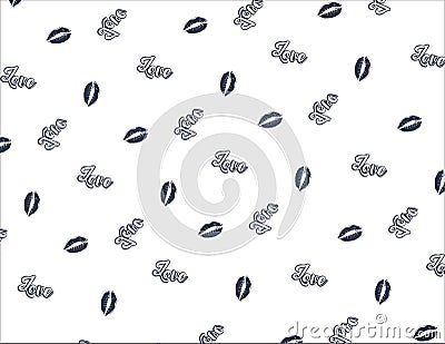 love lips pattern print cotes design Vector Illustration
