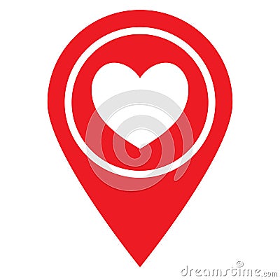 Love location, pin icon concept with heart Vector Illustration