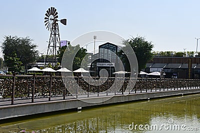 Love Lock Bridge - Promise Bridge at Last Exit Al Khawaneej in Dubai, UAE Editorial Stock Photo