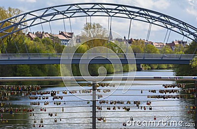 Love locks bridge Editorial Stock Photo