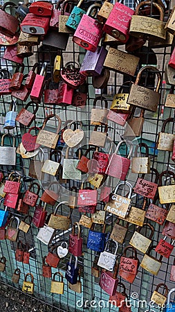 Love Locks on a Bridge Editorial Stock Photo