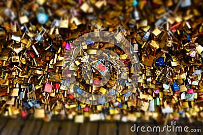 Love locks in paris Editorial Stock Photo