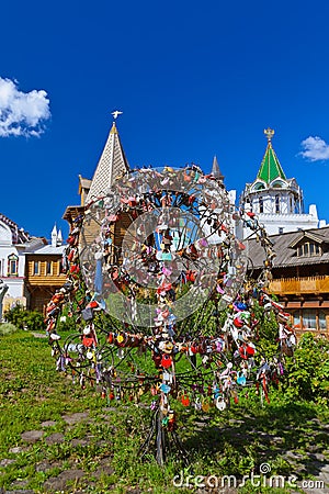 Love locks tree in Izmailovo Kremlin - Moscow Russian Stock Photo