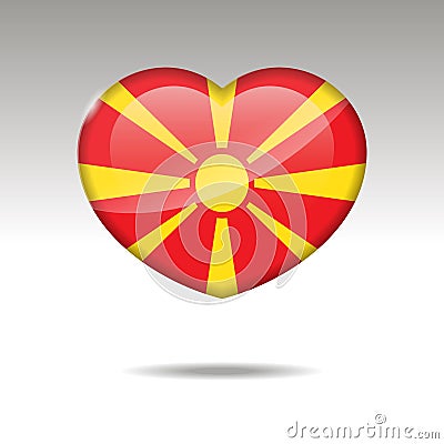 Love Macedonia symbol. Heart flag icon Cartoon Illustration
