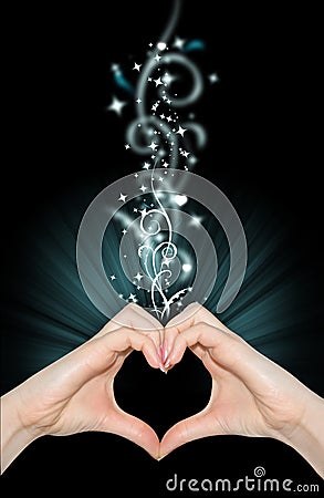 Love magic, hands of heart shape Stock Photo