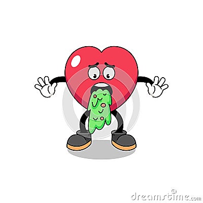 love mascot cartoon vomiting Vector Illustration