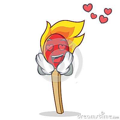 In love match stick mascot cartoon Vector Illustration