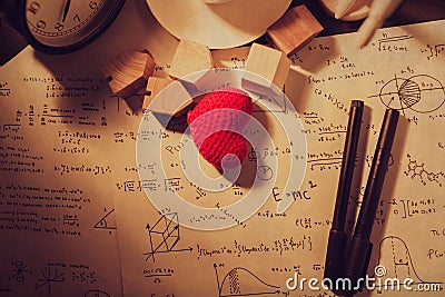 Vintage love math equations times thinking calculation theory Stock Photo