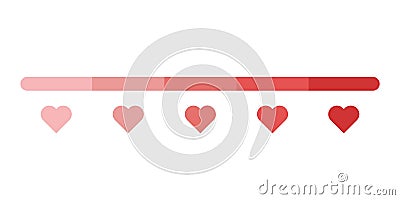 Love measuring illustration set. Love level. Lovemeter illustration. Illustration with red love speedometer on white background. Vector Illustration