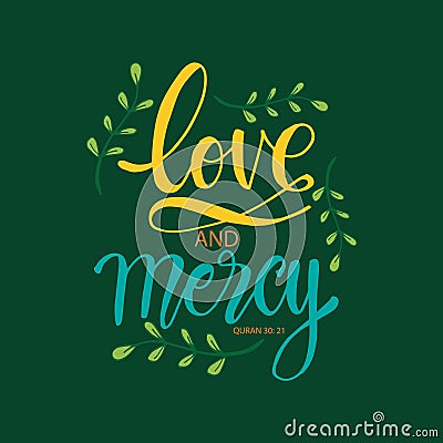 Love and mercy hand lettering. Stock Photo