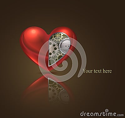 Love metal mechanical heart. Stock Photo