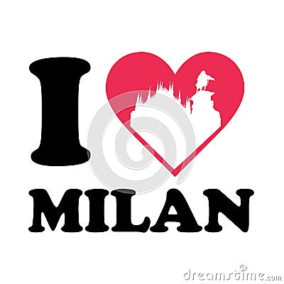 Love milan logo with dome church Vector Illustration