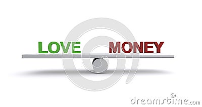 Love money balance on white Stock Photo