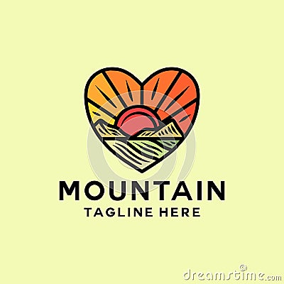 Love Mountain Logo Symbol Design illustration vector Icon Emblem Vector Illustration