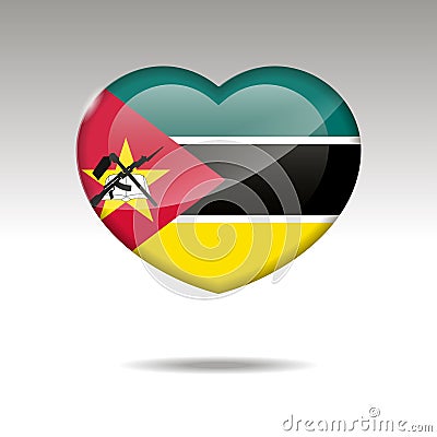 Love MOZAMBIQUE symbol. Heart flag icon. Vector Illustration