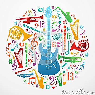 Love for music concept illustration background Vector Illustration