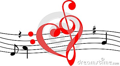 Love Music icon shape like heart Stock Photo