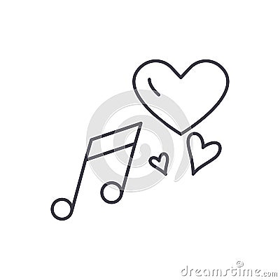 Love music line icon concept. Love music vector linear illustration, symbol, sign Vector Illustration