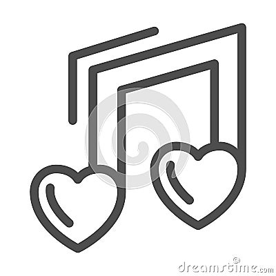 Love music note line icon, free love concept, Musical note with heart sign on white background, Favorite music icon in Vector Illustration