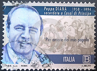 Peppe Diana, priest at Casal di Principe, murdered by the Camorra Editorial Stock Photo