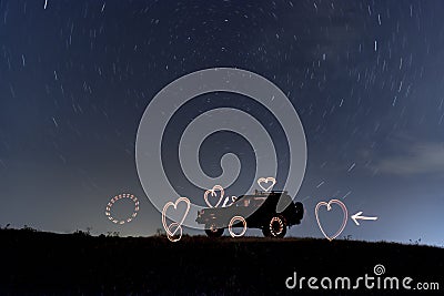 Love for nature and camping under the stars of the sky Stock Photo