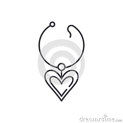 Love necklace line icon concept. Love necklace vector linear illustration, symbol, sign Vector Illustration