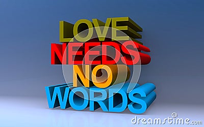 love needs no words on blue Stock Photo