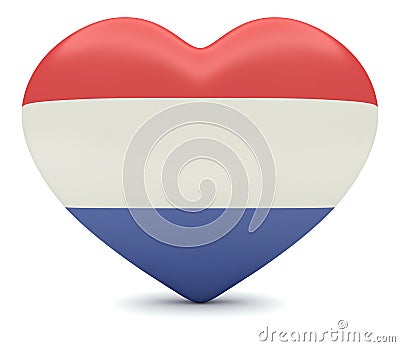 Love the Netherlands: Dutch Flag Heart 3d illustration Cartoon Illustration