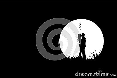 Love, night scene Vector Illustration