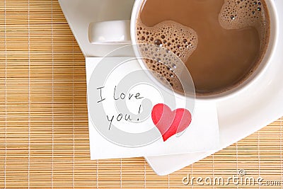 A love note with a cup of coffee Stock Photo