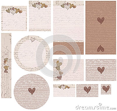 Love Note Hearts wedding invitation set Stock Photo