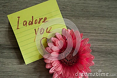 Love note I Adore you Stock Photo