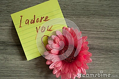 Love note I adore you Stock Photo