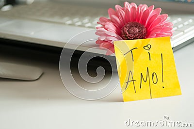 Love note Ti Amo! Stock Photo