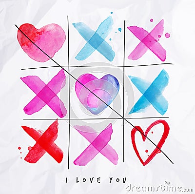 Love noughts and crosses game Vector Illustration