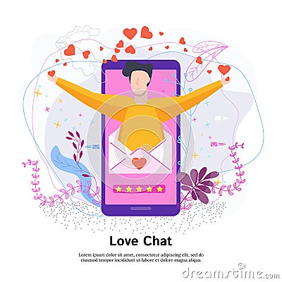 Love online chat concept. Mobile application for dating Vector Illustration