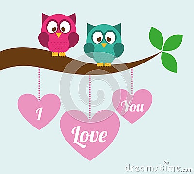 Love owls Vector Illustration