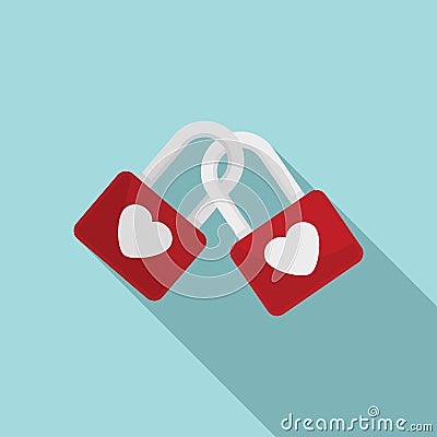 Love padlocks icon flat vector. Heart padlock Vector Illustration