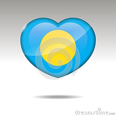 Love PALAU symbol. Heart flag icon Cartoon Illustration