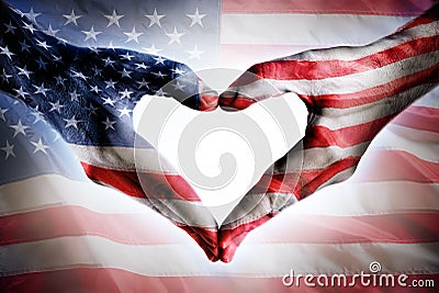 Love And Patriotism - Usa Flag Stock Photo