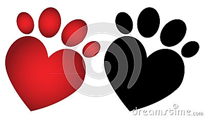 Love paw print Cartoon Illustration