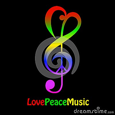 Love, peace and music Vector Illustration